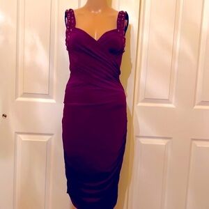 Alexandra Dillon  purple fitted  dress with jeweled straps sz8